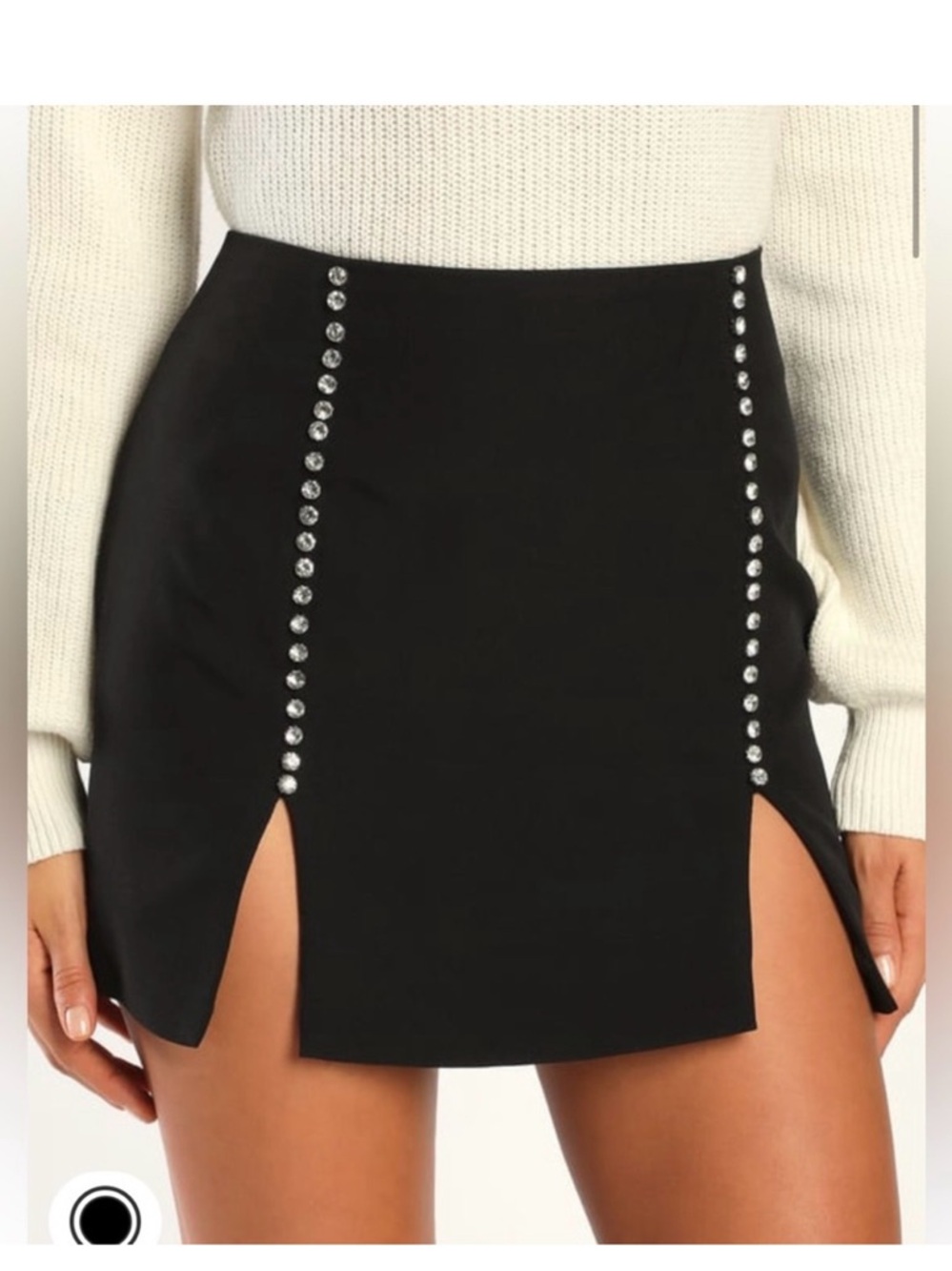 Black Studded Mini Skirt Rhinestones – Size L – NWT Revolve 4th & Reckless
